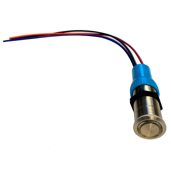 Bluewater 19mm Push Button Switch - OFF/ON/ON Nav/Anc Contact - Blue/Green/Red LED - 1' Lead [9057-3114-1]