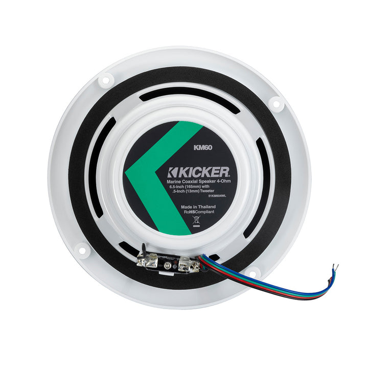 KICKER KM60 6.5" Marine Coaxial Speakers w/1/2" Tweeters - 4 OHM - White w/RGB LEDs [51KM604WL]