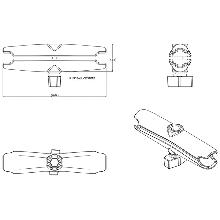 RAM Mount Long Double Socket Arm f/1" Ball Bases [RAM-B-201U-C]