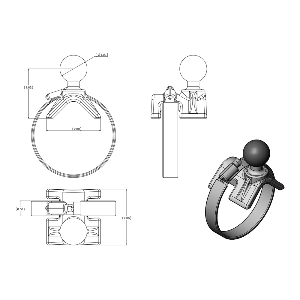 RAM Mount Strap Mount w/Long Arm & Round Base [RAM-B-108-C]