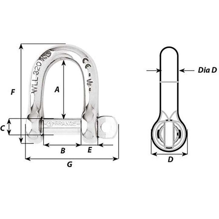 Wichard Self-Locking D Shackle - Diameter 5mm - 3/16" [01202]