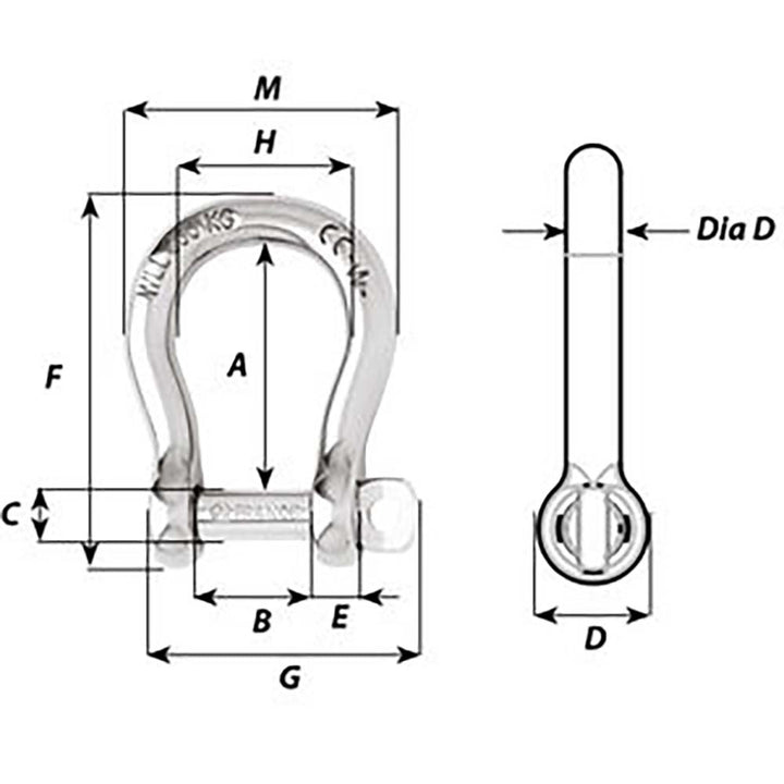 Wichard Self-Locking Bow Shackle - Diameter 4mm - 5/32" [01241]