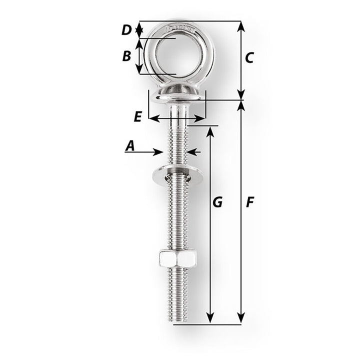 Wichard Eye Bolt - M12 x 175mm - Length 120mm [06497]