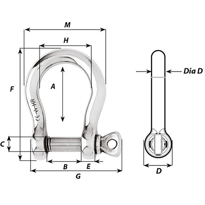 Wichard HR Bow Shackle - 16mm Diameter - 5/8" [11247]