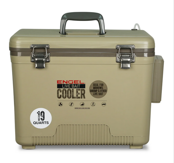 Engel 13Qt Live bait Pro Cooler with AP3 Rechargeable Aerator & Stainless Hardware