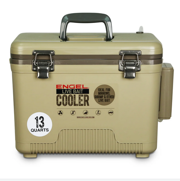 Engel 13Qt Live bait Pro Cooler with AP3 Rechargeable Aerator & Stainless Hardware
