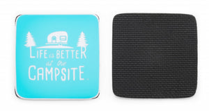 Coaster,Neoprene - Blue Design "Life Is Better At The Campsite"