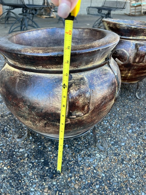 Antiqued Brown Mexican Pottery for Plants