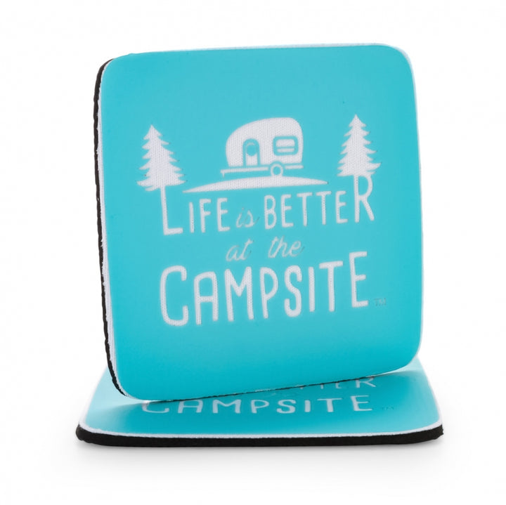 Coaster,Neoprene - Blue Design "Life Is Better At The Campsite"