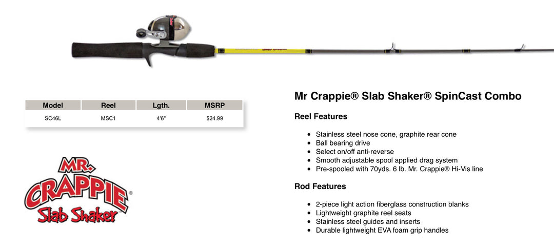 Mr. Crappie Slab Shaker Spin Cast Combo